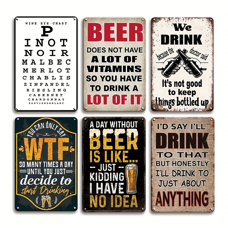 Beer And Wine Quote - 1 Pezzo Set di Targhe Metalliche