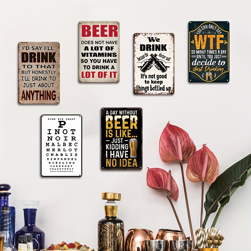 1 Pezzo Set di Targhe Metallic - Beer And Wine Quote recensione e prezzo